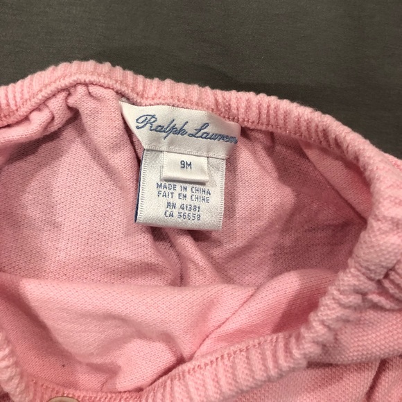 COPY - Baby Girl Pink Ralph Lauren Ruffle Collar Dress With Bumper Size 9 Months - Picture 10 of 12